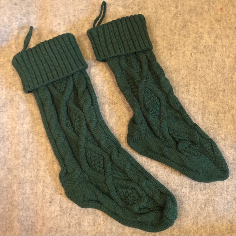 NEW - Classic Cable Knit Christmas Stockings - Set of 2 - XMAS
